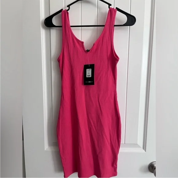 Fashion Nova Hot Pink Ribbed Mini Dress - Picture 2 of 3